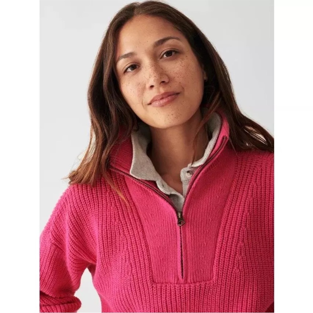 Faherty women's 1/4 zip mariner sweater magenta pink‎ size XS spring style